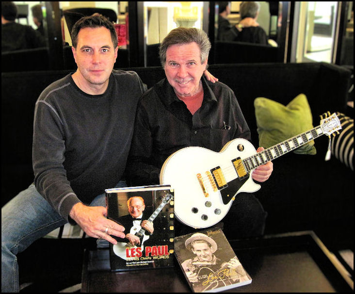 Max Stavron and Tom Doyle with Les Paul's Personal White Custom